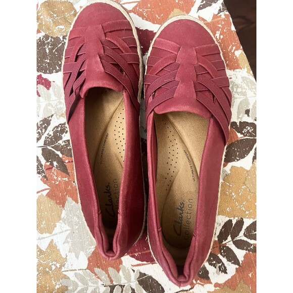Clarks Collection Espadrille Slip-On Elaina Red Size 8 8W Wide $115 Comfort New - Picture 2 of 8